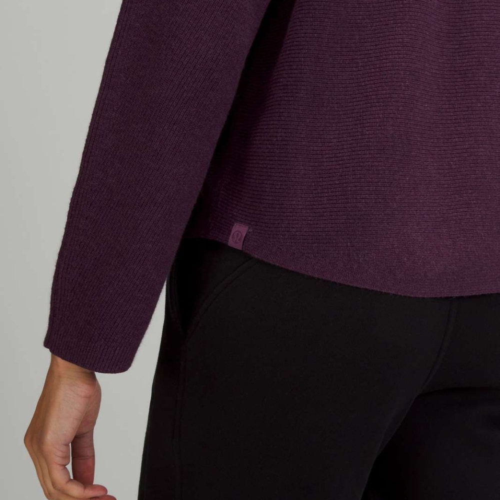 Lululemon Boxy Cotton-Blend Sweater Heathered Vintage Plum - Picture 4 of 9